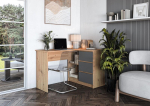 BEGA Desk, Artisan Oak / Graphite &ndash; Modern Corner Workspace with Drawers