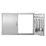 Dvigubos grilio durys Vevor BH-020, 99x66 cm, sidabrinės