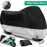 Atsparus vandeniui motociklo uždangalas, didelis 265x105x125 cm, tvirtinimo dirželiai ir elastingas kra&scaron;tas, tinka motoroleriams, dviračiams, apsauga nuo lietaus ir dulkių.