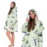 MegztinisAntklodė Kocobluza 2In1 Oversize Gobtuvas Storas Sherpa Žalia Su Pandomis