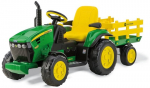 Peg Perego vienvietis elektrinis traktorius John Deere Ground Force with trailer 12V, žalias