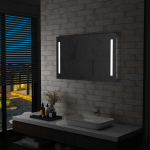 Sieninis vonios kambario veidrodis su LED, 100x60cm,