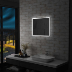 Sieninis vonios kambario veidrodis su LED, 60x50cm,, Sidabro spalvos
