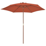 Lauko skėtis su mediniu stulpu vidaXL, 270 cm, oranžinis