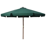 Lauko skėtis su mediniu stulpu vidaXL, 330 cm, žalias
