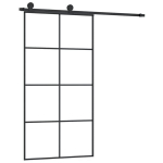 Stumdomos durys su įrangos rinkiniu, VidaXl, 102,5x205cm, ESG/aliuminis Juoda