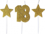 Gimtadienio žvakutės "18" su žvaigždutėmis