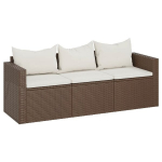Trivietė sodo sofa vidaXL, ruda
