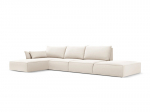 Kairinė kampinė velvet sofa Vanda, 5 sėdimos vietos, &scaron;v. smėlio sp.