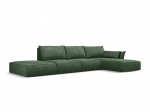 De&scaron;ininė kampinė sofa Vanda, 5 sėdimos vietos, žalio butelio sp.