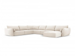 Panoraminė kairioji kampinė velvet sofa Vanda, 8 sėdimos vietos, &scaron;v. smėlio sp.