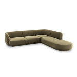 Aksominė de&scaron;ininė kampinė sofa Micadoni Miley, 252 x 220 x 74, žalia