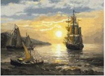 Deimantinė mozaika "saulėlydis jūroje" 30x40 cm