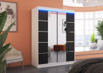 Spinta ADRK Furniture su LED ap&scaron;vietimu Nordic 150, juoda/balta