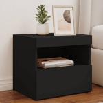 Naktinės spintelės su led lemputėmis, 2vnt., juodos, 50x40x45cm
