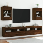 Sieninės tv spintelės su led, 2vnt., rudos, 40x30x60,5cm