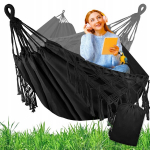 Dvivietis sodo hamakas Boho XXL 270x150 cm juodas