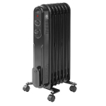 7 briaunų aliejinis &scaron;ildytuvas 1500 W, juodas, su galios valdymu ir termostatu 240 V
