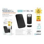 Maitinimo &scaron;altinis I&scaron;orinė baterija POWER BANK PLATINET SOLAR 10000mAh (2xUSB 1xUSB-C 3A) juoda