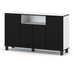 Komoda 140 Cm Spintelė Balta Juoda