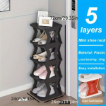5 auk&scaron;tų plastikinis batų stovas, juodas, 72 cm, 5 sluoksniai