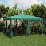 Proginė palapinė su 8 tinklinėmis sienomis, žalia, 4x4m, hdpe