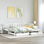 Lova su i&scaron;traukiama dalimi/stalčiais be čiužinio balta 90x200cm