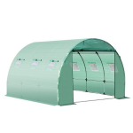 "Outsunny" pakaitinis tentas sodo &scaron;iltnamio tuneliui 9 m&sup2;, tento matmenys 3L x 3B x 2H m PE anti-UV vandeniui atsparus 6 langai + susukamos užtrauktuku užsegamos durys Žalias, Žalioji