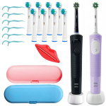 ORAL-B VITALITY PRO ALYVINĖS, VIOLETINĖS IR JUODOS SPALVŲ ELEKTRINIŲ DANTŲ &Scaron;EPETĖLIŲ RINKINYS