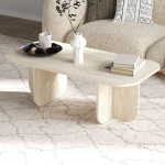 Kavos staliukas Becaj Travertine, 120x60x41,4 cm, smėlio spalvos