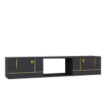 Hanah Home Aredam antracito & aukso sieninė TV spintelė, 150 cm