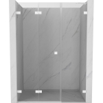 Du&scaron;o durys Mexen Lunar-F, sulankstomos, kairė, 140 cm, transparent/white