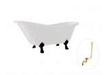 Vonia Besco Otylia 170, White+Black, su sifonu su persipylimu Klik-klak Gold