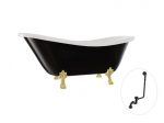 Vonia Besco Otylia B&W 160, Black/White+Gold, su sifonu su persipylimu Klik-klak Black