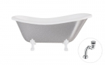 Vonia Besco Otylia Glam 160, Silver+White, su sifonu Klik-klak Chrome