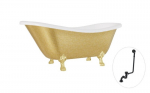 Vonia Besco Otylia Glam 160, Gold+Gold, su sifonu su persipylimu Klik-klak Black