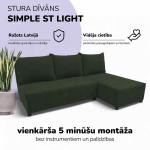 Kampinis i&scaron;skleidžiamas sofos-lova St Light, Podrez, turkio-žalia