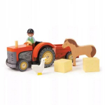 Medinis traktorius su priekaba ir priedais Tender Leaf Toys