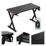Huzaro Hero 2.3 rgb black žaidimų stalas 120 cm &ndash; su LED ap&scaron;vietimu, Carbon danga