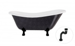 Vonia Besco Otylia Glam 160, Graphite+Black, su sifonu Klik-klak Black