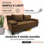 Dvivietis i&scaron;skleidžiamas sofos Simple X Light, be porankių, Podrez, rudos spalvos