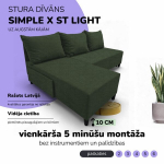 Kampinis i&scaron;skleidžiamas sofos-lova Simple X St Light, Podrez, turkio-žalia