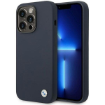 Dėklas BMW BMHMP14XSILNA iPhone 14 Pro Max 6.7 tamsiai mėlyna/navy Silikoninis metalinis logotipas MagSafe