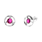 Sidabriniai auskarai moterims DiamondSky &bdquo;Astra (Fuchsia)&ldquo; su Swarovski kristalais