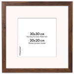 Nuotraukų rėmelis su passe-partout 30x30 cm FRAMAI rudas nuotraukų rėmelis, dydis 20x20 cm, rėmelis su &scaron;viesiu passe-partout