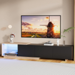 TV spintelė su LED ap&scaron;vietimu, i&scaron;traukiama, juoda, 180 cm