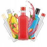 50x Stiklinės buteliukai Diva 200ml su dangteliais
