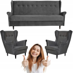 Stilingas tamsiai pilkos spalvos ARI Family Furniture sofų komplektas