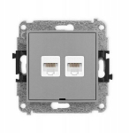 Icon Dvigubas Rj45 kompiuterinis lizdas, matinis pilkas