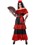 "MUJER DIA DE LOS MUERTOS" (suknelė, rožinis diržas, pir&scaron;tinės be pir&scaron;tų, gėlių &scaron;ydas)
